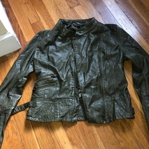 Army green leather jacket